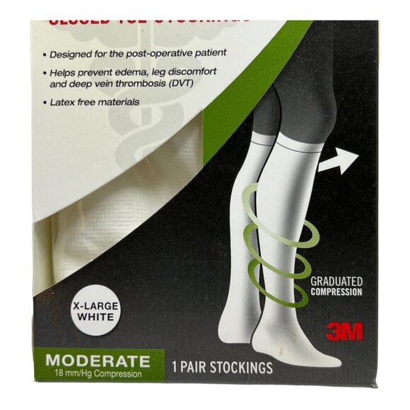 Futuro Unisex XL Anti Embolism Knee Length Closed Toe Stockings White 71059 5 P - Picture 3 of 4